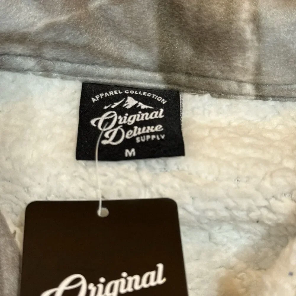 NWT Camo Sherpa Lined Shacket Jacket M‎ Button Front Original Deluxe Supply
